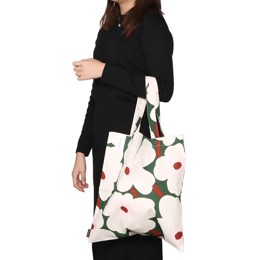 Marimekko Unikko Cotton Tote 44x43 74192 613 Women's Bag, cm, Green, [Used]