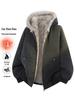 Unisex American Style Mountain Eagle Fur Collar Hooded Winter Coat - Thick Velvet Lined for Warmth and Cold Protection