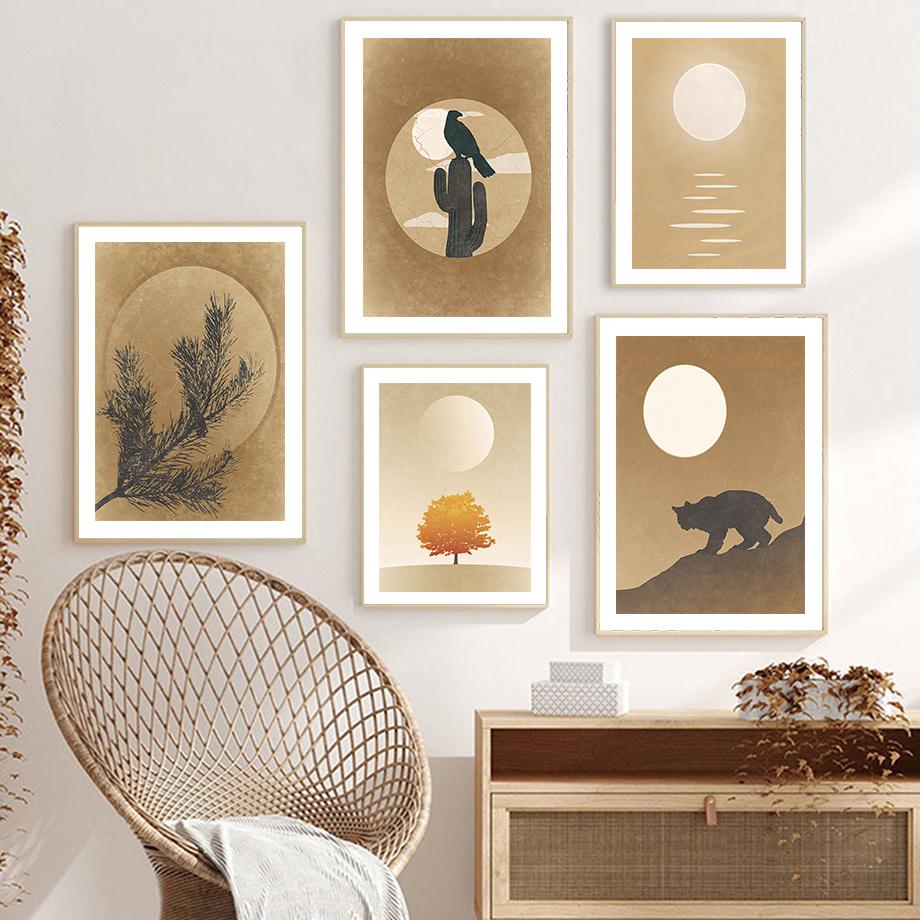 Desert Cowboy Canvas Painting Wall Decoration Sunset Bobcat Posters and Prints Interior Painting No Frame