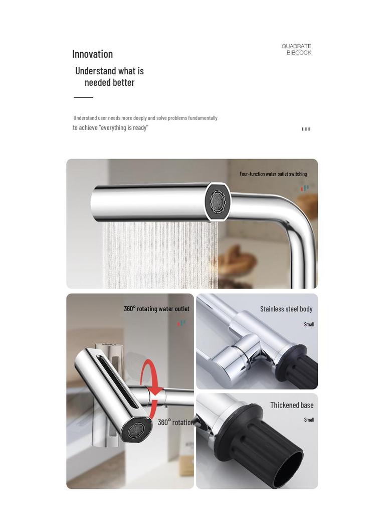 Cross-Border Waterfall Swivel Faucet for Basin, Sink, and Balcony with Extendable Hot and Cold Function
