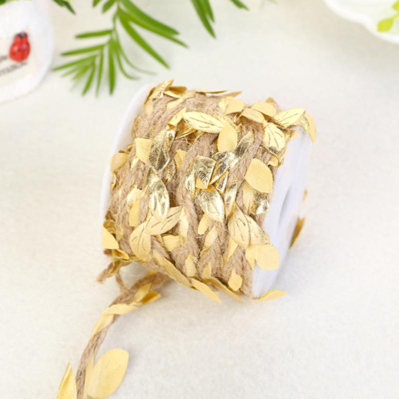 

10M Jute Ivy Rattan Artificial Silk Green Leaves Jute Rope Diy Leaf Garland For Wedding Household Party Wall Decoration Fake Plant 10m