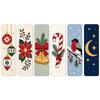 Stitch Bookmark Kit 6Pcs Single Sided 11CT DIY Printed Canvas Cotton Needlework Embroidery Set