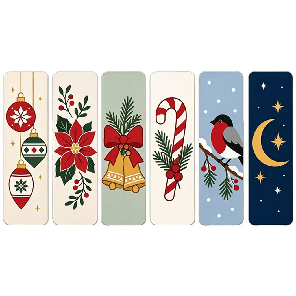 Stitch Bookmark Kit 6Pcs Single Sided 11CT DIY Printed Canvas Cotton Needlework Embroidery Set