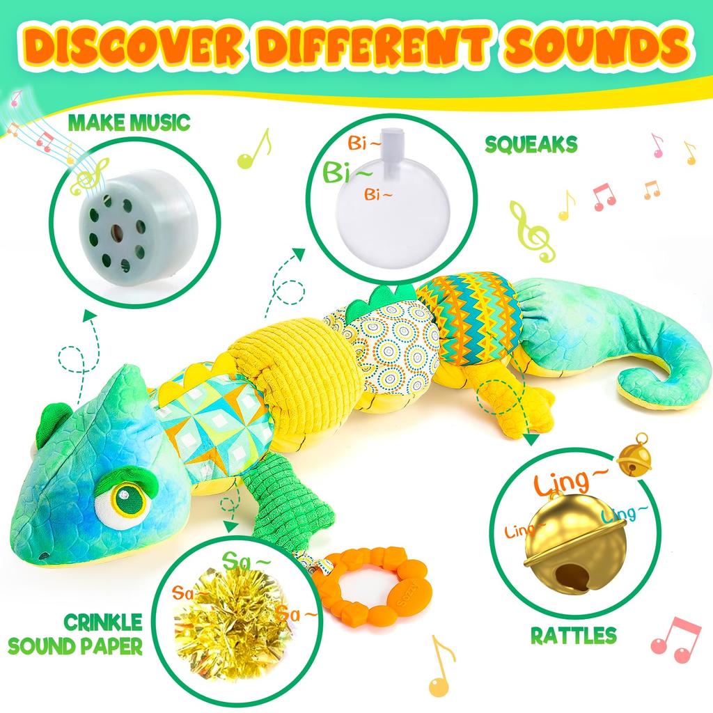 Baby Toys Chameleons Music Filled Animal Toys Dental Glue Ringing And Wrinkling Montessori Sensory Newborn Baby Toys