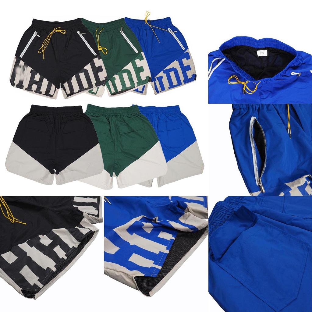 Auf Lager RHUDE Letter Print Lässige Colorblock Lockere Strandshorts