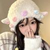 Rainbow Rope Lamb Ear Plush Hat for Women Winter Warm Hat Daily Use Pullover Hat Popular Trapper Hat for Snowboarding