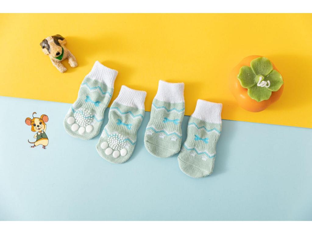 Four Seasons High-Quality Non-Slip Pet Socks for Small Dogs - Cotton Foot Covers for Teddy Dogs