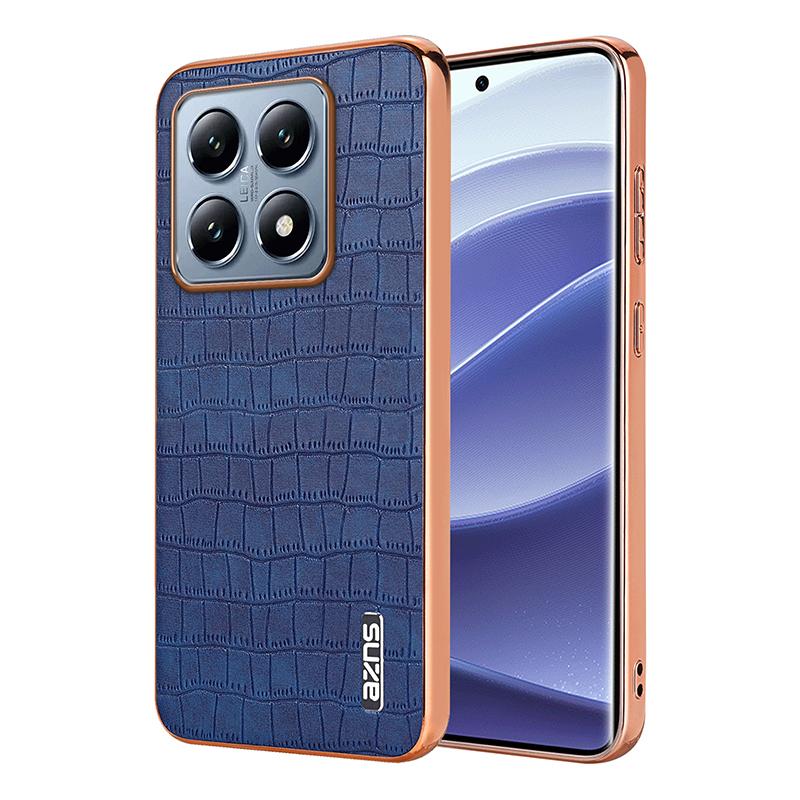 Crocodile Pattern PU Leather Case for Xiaomi Mi 14T Pro 14T Shockproof Soft Plating Bumper Frame Cover 3D Texture Phone Shell