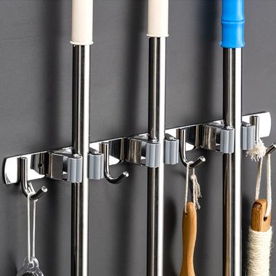 1PC Supporto per gancio per scopa Supporto per organizzatore per mocio da parete Supporto per gancio di stoccaggio in acciaio inossidabile Accessori per l'organizzazione del bagno della cucina