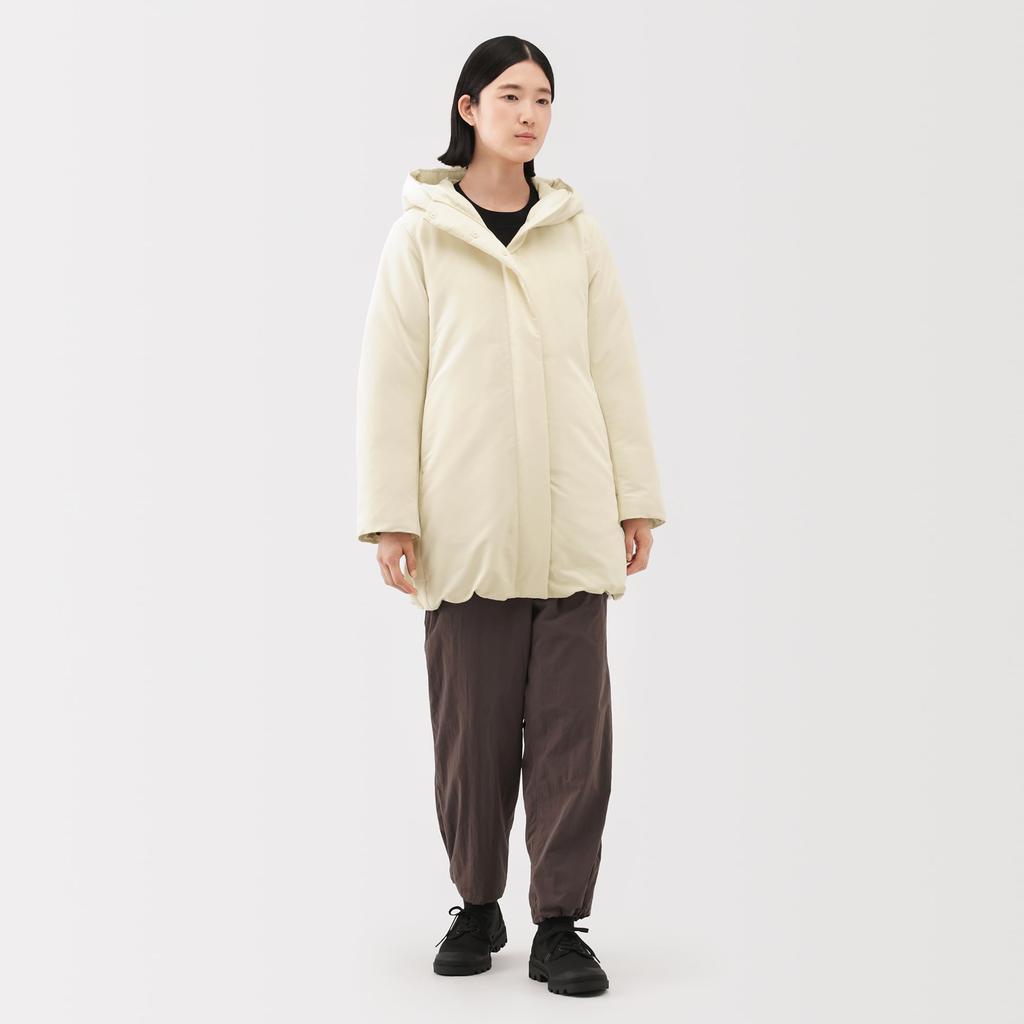 MUJI Down Size L Dam Vattenavvisande Mellanlång Rock, BD10UA5A, Elfenben,