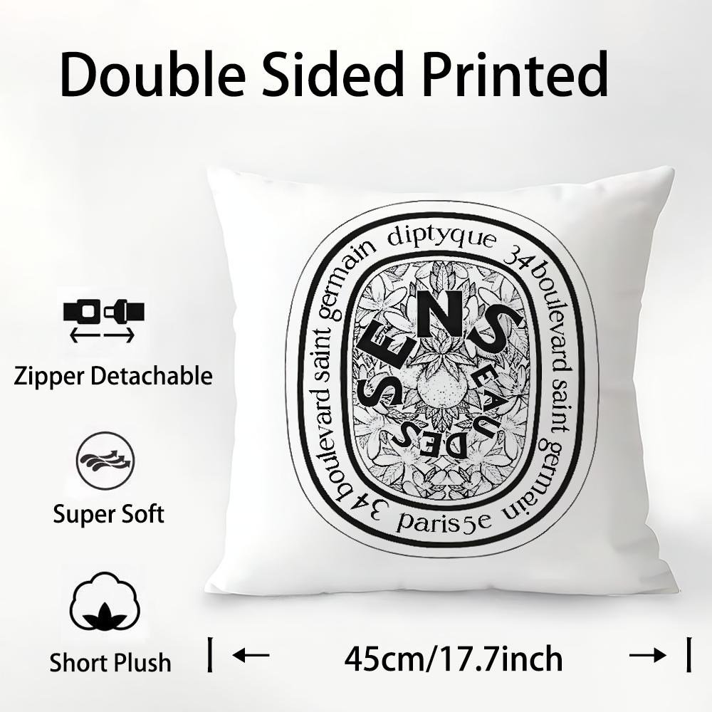 Luxury D-Diptyques Pillow Case Plush Fabric Soft Double Sided Print Sofa Cushion Cover Throw Pillow Covers