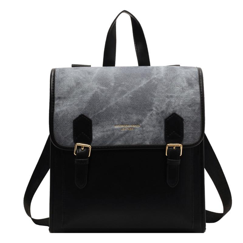 Ielgy Large-Capacity Denim Contrast Color Autumn Winter Trendy All-Match Backpack Korean Version Backpack