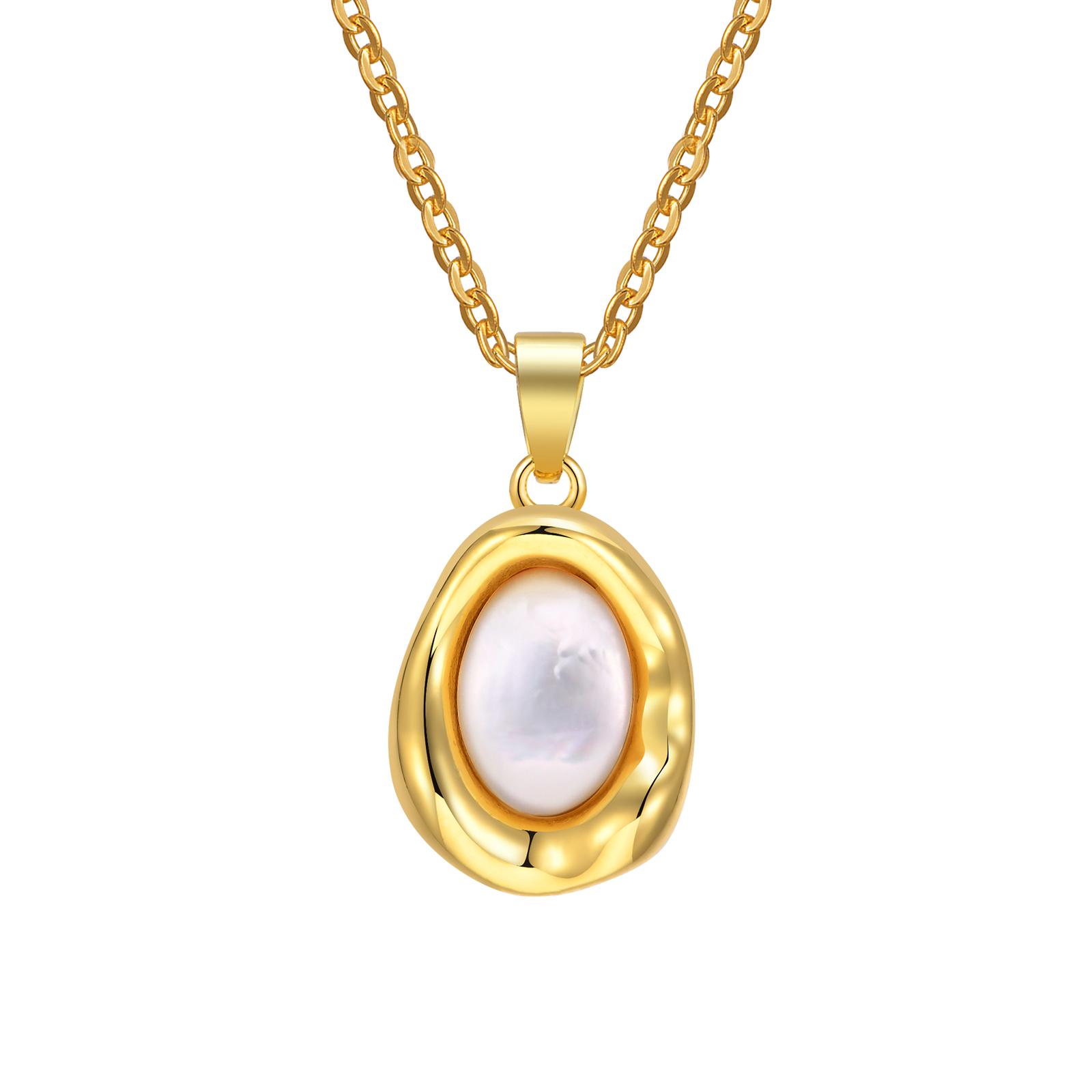 

Oval Pearls Necklace for Women,Adjustable Chain Geometric Jewelry Lead Free Hypoallergenic 35cm-40cm
