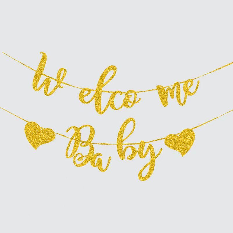 Gold Glitter Welcome Pull Flag for Birthday, Baby Shower, Back To School, Homecoming, Party Decoration
