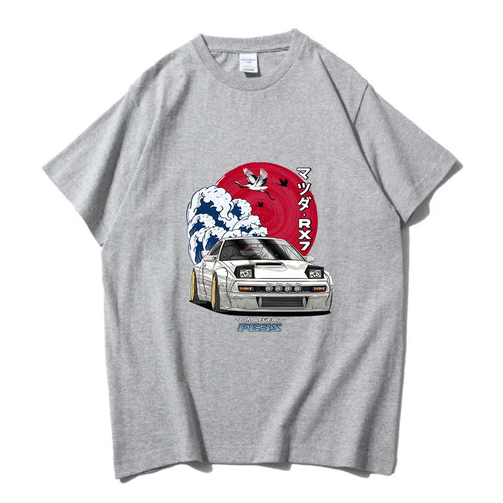 JDM Racing Car Printing T-shirt Cotton High Quality Soft Tee-shirt Japanese Fashion Style Streetwear Tees Short Sleeve Mens Tops