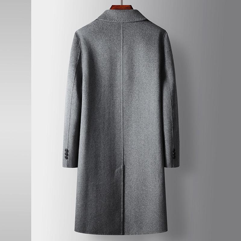 Men's Coat Autumn and Winter Medium and Long Double-sided Trench Coat Middle-aged and Young Business Wool Solid Color Casual Coat
