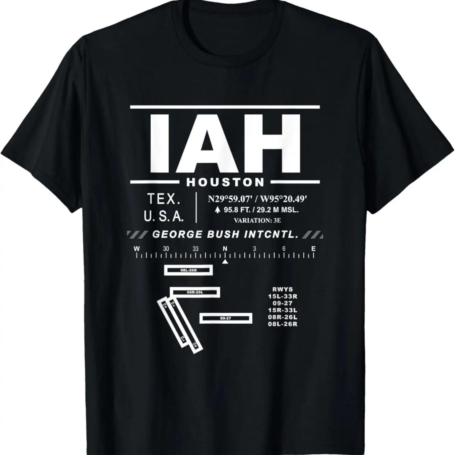 George Bush Intercontinental Airport Houston Texas IAH T-Shirt S чёрный