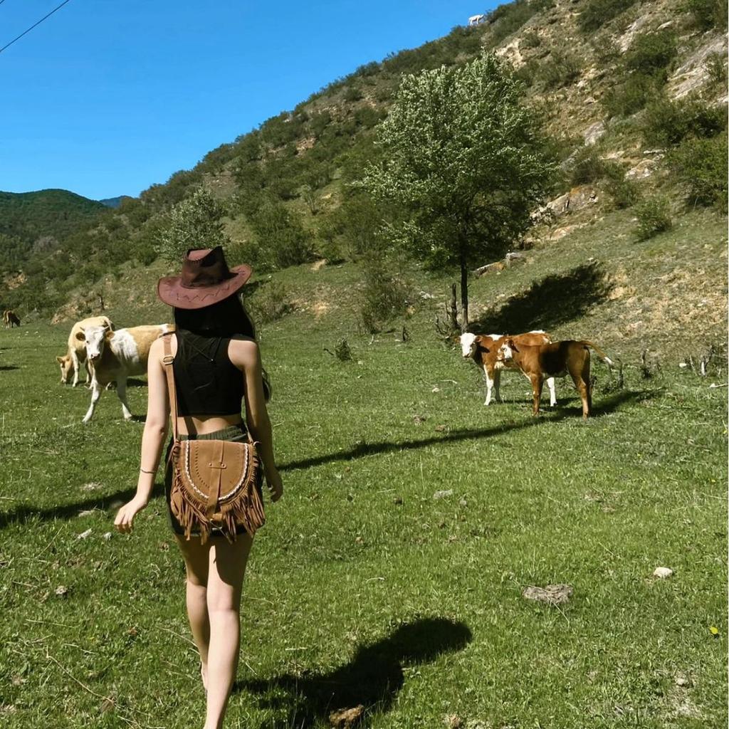 Damen Western Cowboy Retro Breitkrempiger Sonnenhut - Europäischer & Amerikanischer Stil Strandhut