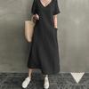 Creative Style Summer Bohemian Chinese Style Retro Women's Cotton Linen V-Neck Loose A-Line Dress
