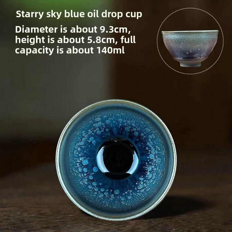 Jianzhan Keramik Teetasse Handgefertigt Eisenkörper Chinesisches Gongfu Teeset Sternenfeld Glasur Persönliche Meistertasse für Teezeremonie Geschenk