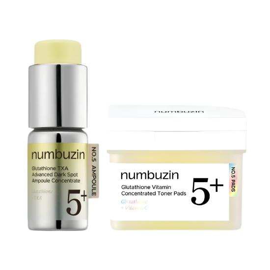 NUMBUZIN No.5 Glutathione TXA Dark Spot Ampoule+Glutathione Vitamin Toner Pads | Brightening Set