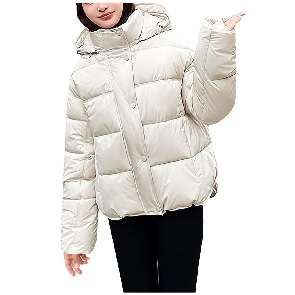 Ladies' Fashionable Solid Color Long Sleeved Loose Warm Hooded Jacket