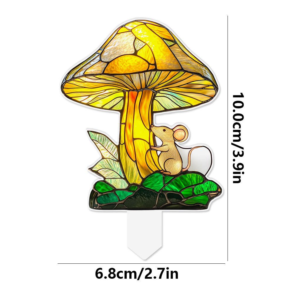 Plant Stained Glass Mushroom Cactus Glass Decor Flower Suncatcher Desk Windowsill Shelf Decor Plant Lover Gifts for Mom Teacher