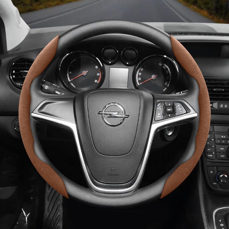 Suitable for Opel Anti-Slip Buckle Segmented Suede Steering Wheel Cover Suitable for Astra H Gtc J Insignia Corsa D E Mokka Vectra C K Zafira B 