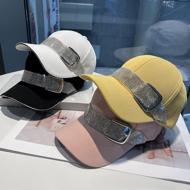 Casual Baseball Cap With Rhinestone Embellishments And Sun Protection For Spring Summer Wear