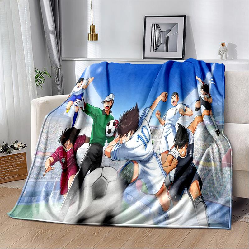 Anime Captain Tsubasa Fußball-Cartoon-Decke, weiche Überwurfdecke für Zuhause, Schlafzimmer, Bett, Sofa, Picknick, Reisen, Büro, Decke, Kind