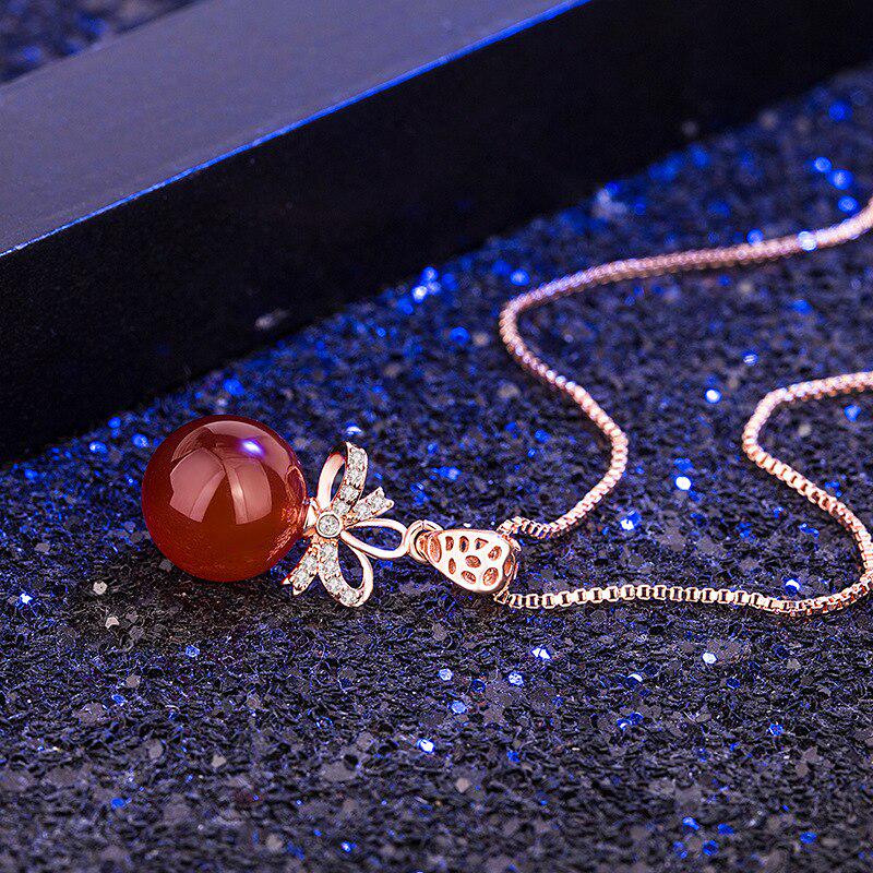 Lindon Etnik stil Vintage Gümüş Takı Yuvarlak Kolye Kolye Kadınlar için Carnelian Krisopraz Yay Ziyafet