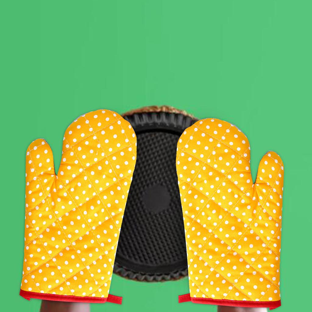 Heat Resistant Oven Mitts for Cooking and Baking Microwave Safe Quilted Design Durable Kitchen Gloves for Hot Pots and Pans