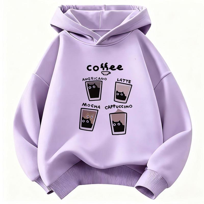 Jungen Mädchen Mode Kaffee Katze Grafik Hoodie Kinder Katze Kinder Sweatshirt Kapuzenpullover Freizeit Kapuzenpullover