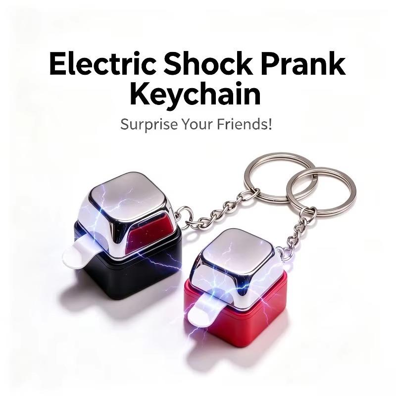 Electric Keyboard Click Keychain Street Trick Novelty Item Fidget Keychain Shocking Trick Clicker Toy
