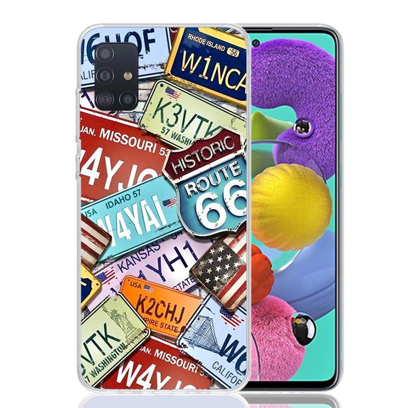 America Route 66 Phone Case For Samsung Galaxy A52 A32 A22 A12 A02S A50S A30S A51 A31 AA71 Note 20 Ultra 10 S10 Plus Galaxy A52