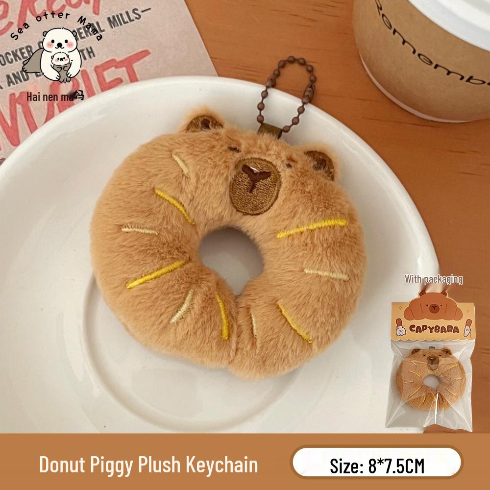 Creative Food Pendant Girl Cartoon Capybara Plush Doll Bread Charm Decoration Accessory