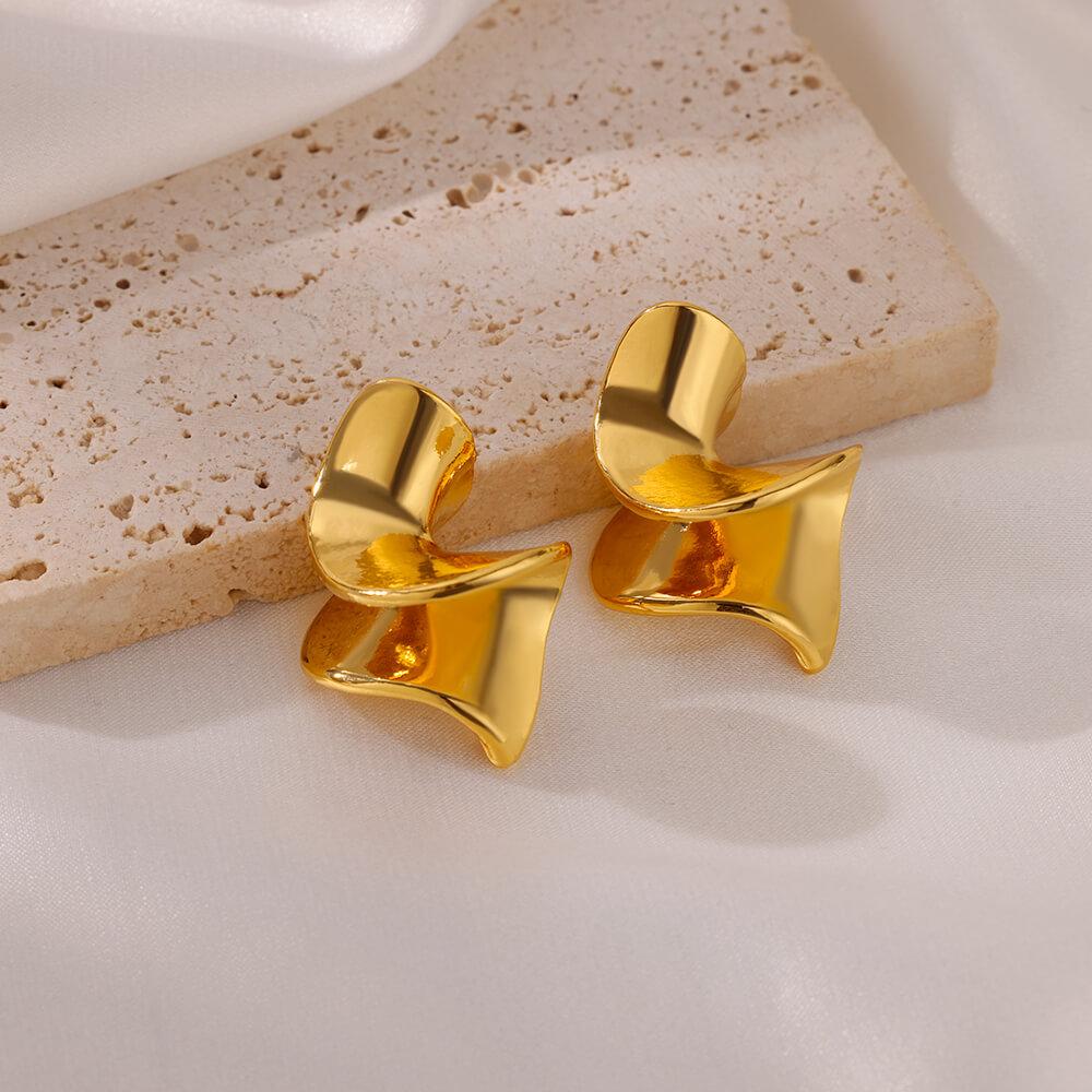 Glossy Spiral Sesign Stud Earrings For Women Stainless Steel Punk Creative Minimalist Stud Earringtrendy Jewelry Gifts Mujer