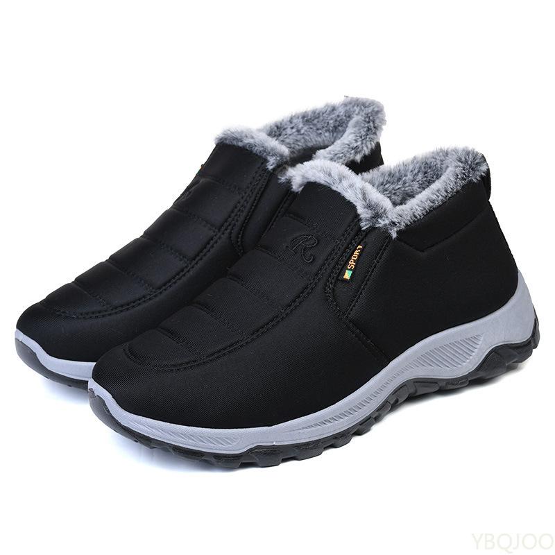 New Winter Men's Shoes Mens Thick Fur Non-slip Boots Male Outdoor Ankle Snow Boots Light Warm Walking Cotton Shoes Botas Homme
