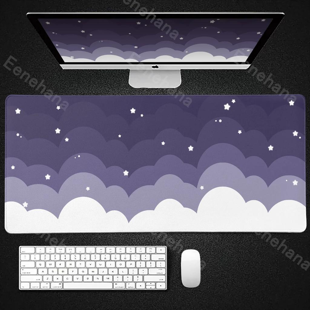 Light Blue Pink Clouds Mouse Pad Desk Mat Kawaii Purple Cute Rubber Pad Extended Pad Gaming Keyboard Mats Large XXL Girl Carpet