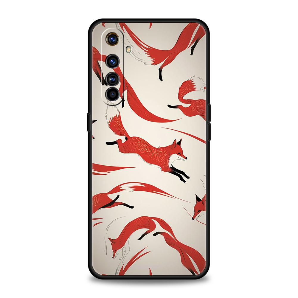 Cute Red Fox Soft TPU For Realme 12 11 10 9 Pro Plus GT2 GT3 GT5 7 8 Pro C21 C25 C35 Pro 5G Shockproof Phone Case Fundas Capas