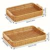 Multi-Use Pp Woven Storage Basket With Wooden Handle Modern Rectangular Shallow Bin For Living Room Bedroom Kitchen Hotel Servic
