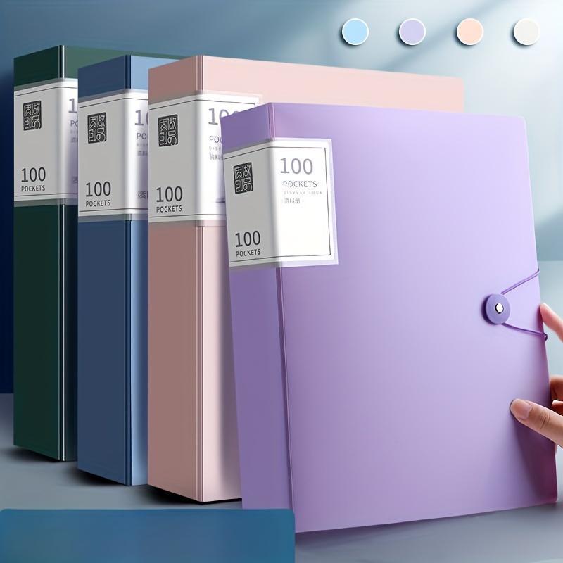 100-Pocket Expandable A4 File Folder - Waterproof & Dustproof Document Organizer with Elastic Closure for Office/Home