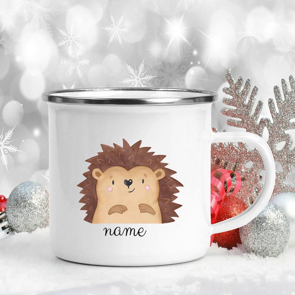 Personalized Children's Mug Baby Gift Gifts Enamel Cup Forest Animals Enamel Camping Cups with Name Gifts for Children