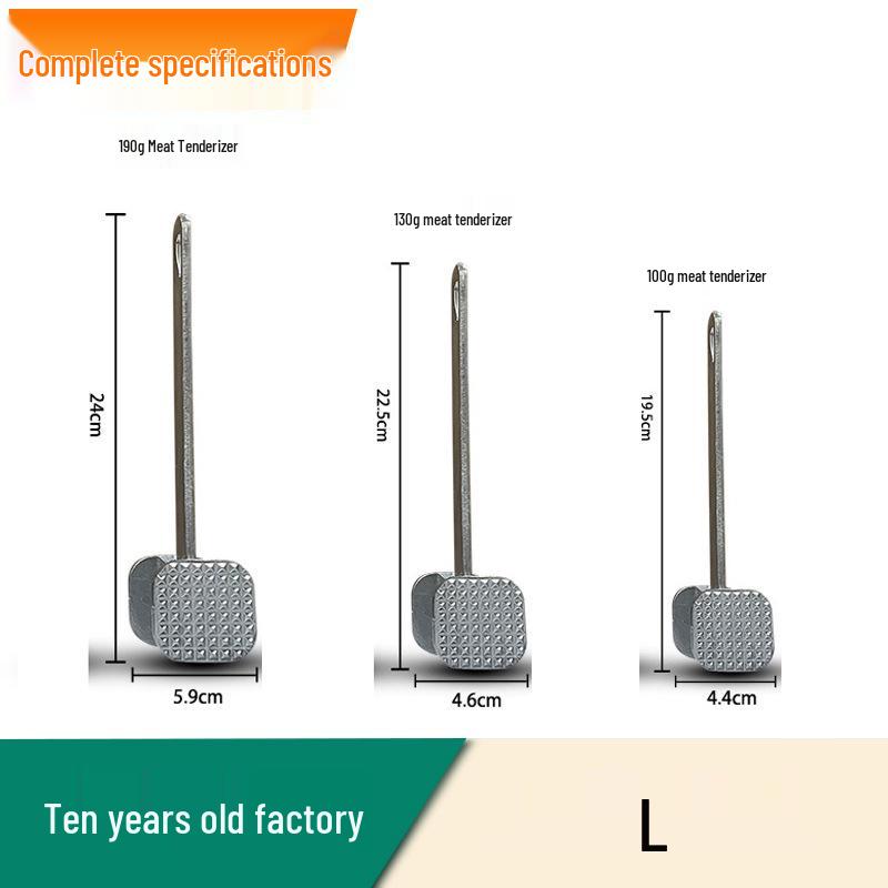 Zinc Alloy Double-Sided Meat Tenderizer Hammer - Stainless Steel Finish.