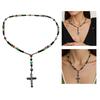 Handcrafted Crosses Pendant Jewelry Brown Tigers Eye Stones Unisex Daily Wear Mens Jewelry with Silver Spacers