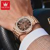 Men Square Diamond Bezel Quartz Watch Moon Phase Date Chronograph Luminous Waterproof Wrist Watch