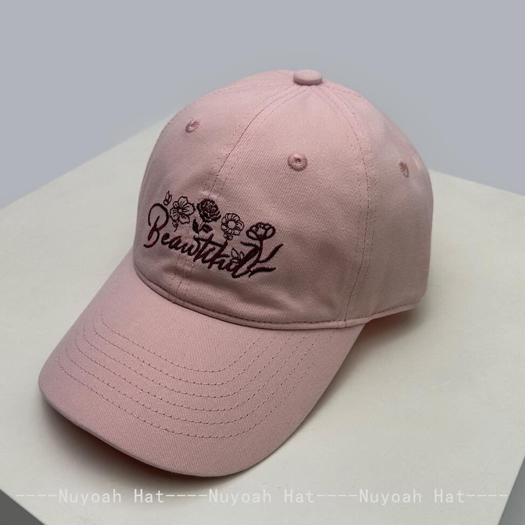 Baseball Stitching Embroidered Letterings Alphabet Flower Sweet KFashion Style Korean Women New Brand Latest Fresh Caps Peaked Hats Sunshade Retro