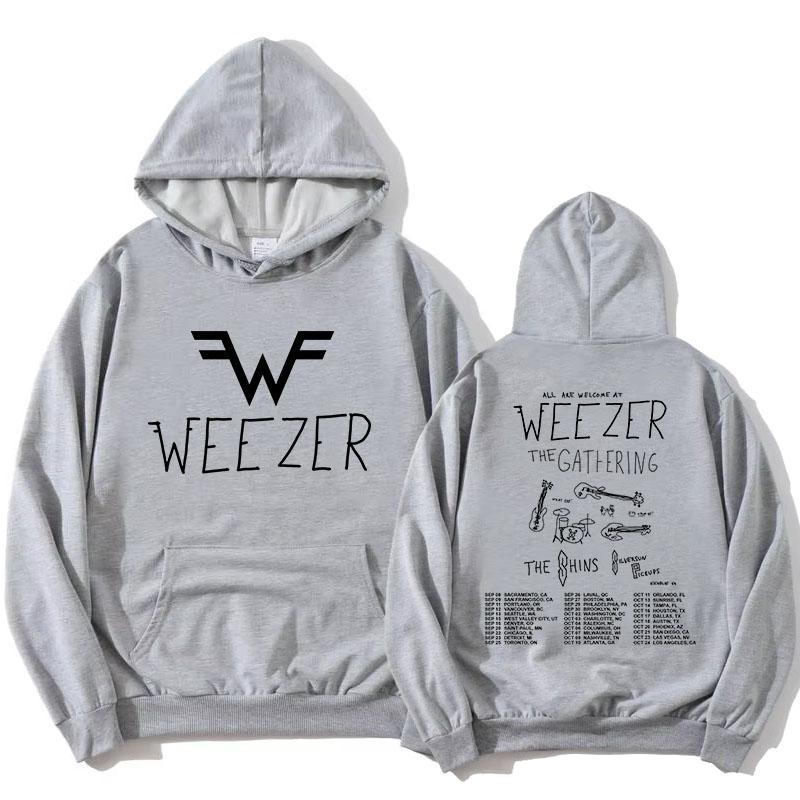 Weezer The Gathering Tour 2026 Hoodies Langarm Weiches Fleece Kapuzenpullover Unisex Streetwear Grafik Merch Damenbekleidung