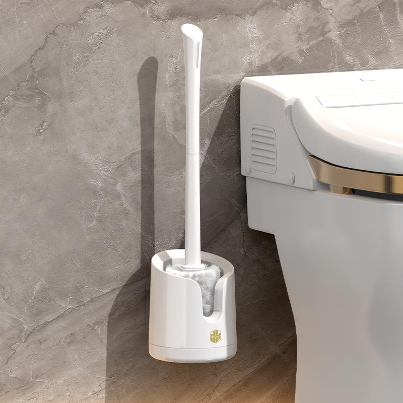 Wall-Mounted Long-Handle Toilet Brush for Corner Bathroom Cleaning