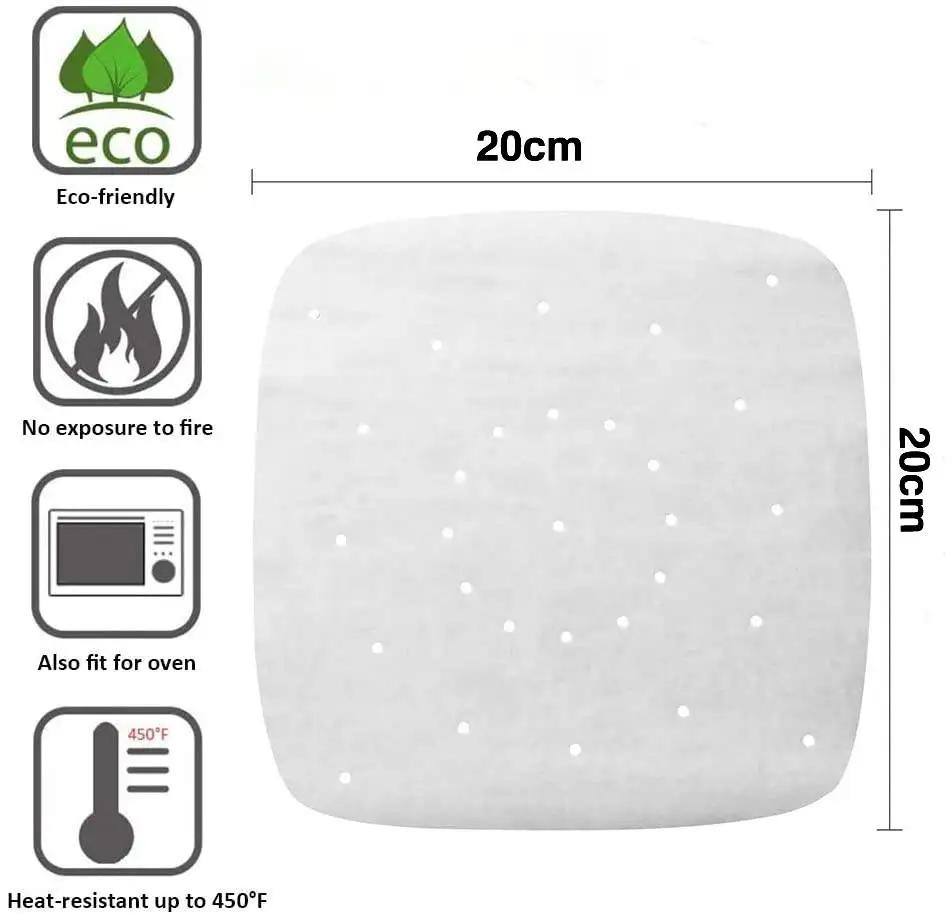 100pcs Air Fryer Parchment Paper Liners 9 Inch Baking Paper Square Perforated Parchment Paper for Steamers Cake Pan Oven Cooking